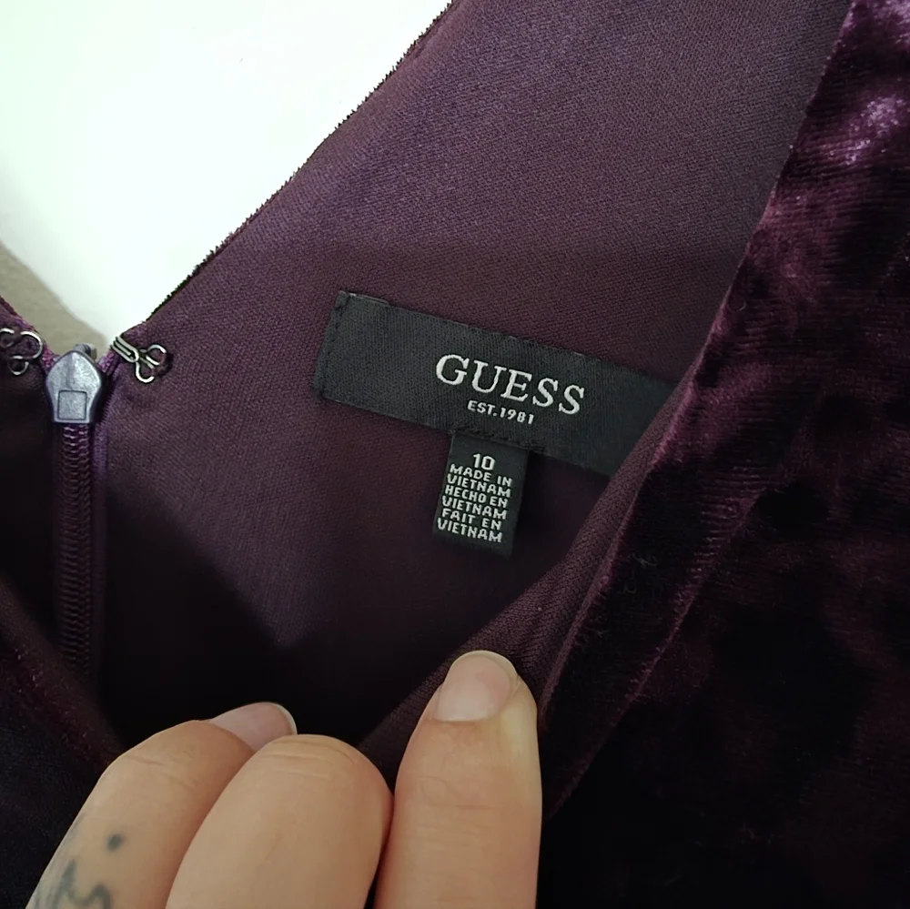 Guess Deep Purple Ruched V-NECK  Long‎ Sleeve Dress Sz 10